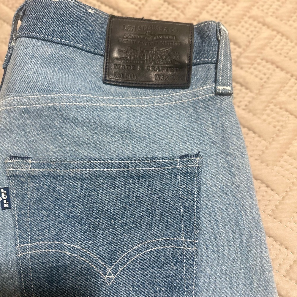 NWOT- Men’s Levi's 501 Made & Crafted Patchwork Original Fit Jeans. Size 32 x 32 - Picture 11 of 12